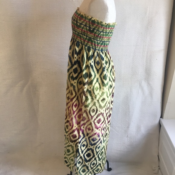 Anthro Ikat Print Batik Strapless Tube Maxi Dress - Picture 4 of 8